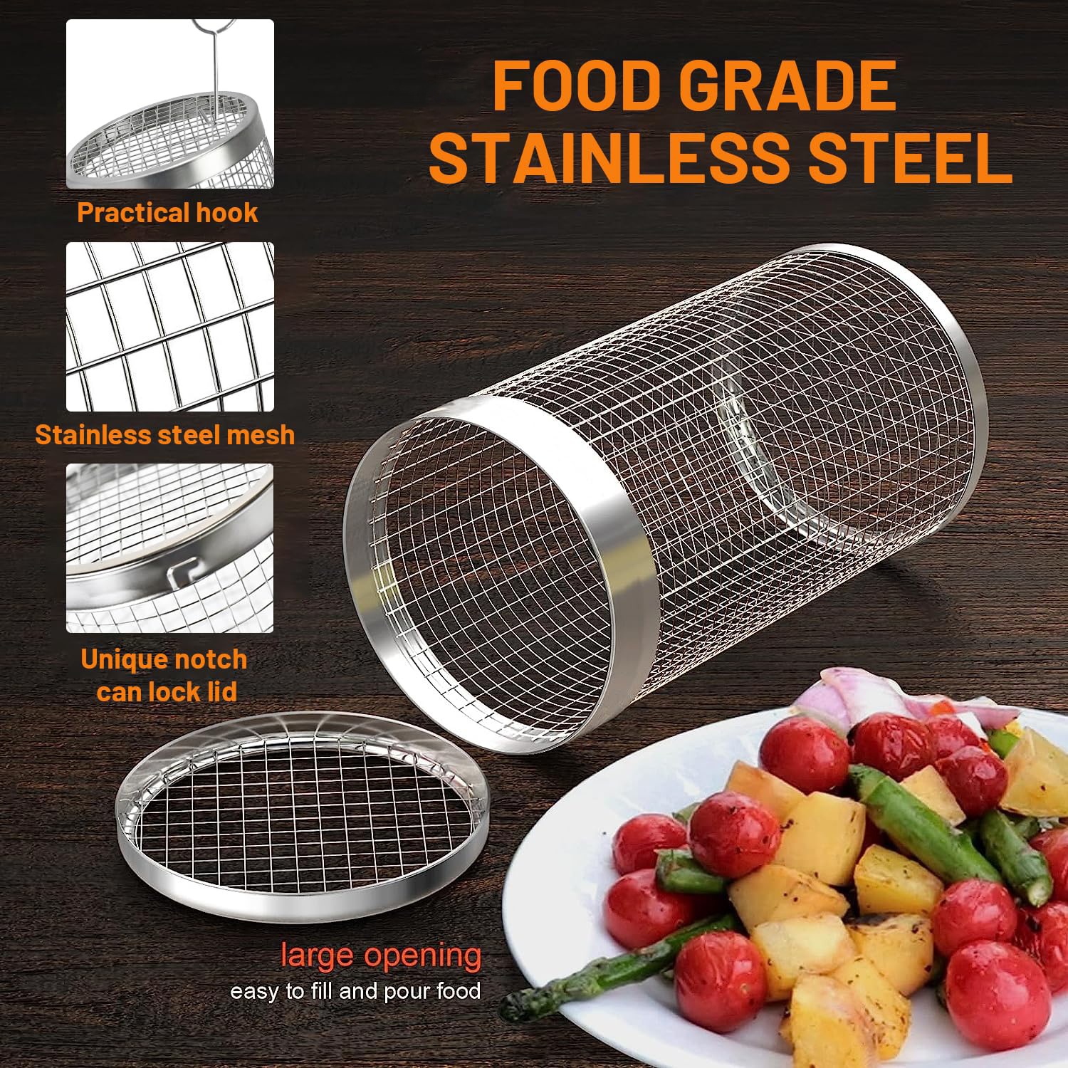 2 Pieces Rolling Grilling Bask - Camping Cooking Set Non Stick บทวิจารณ์และราคา