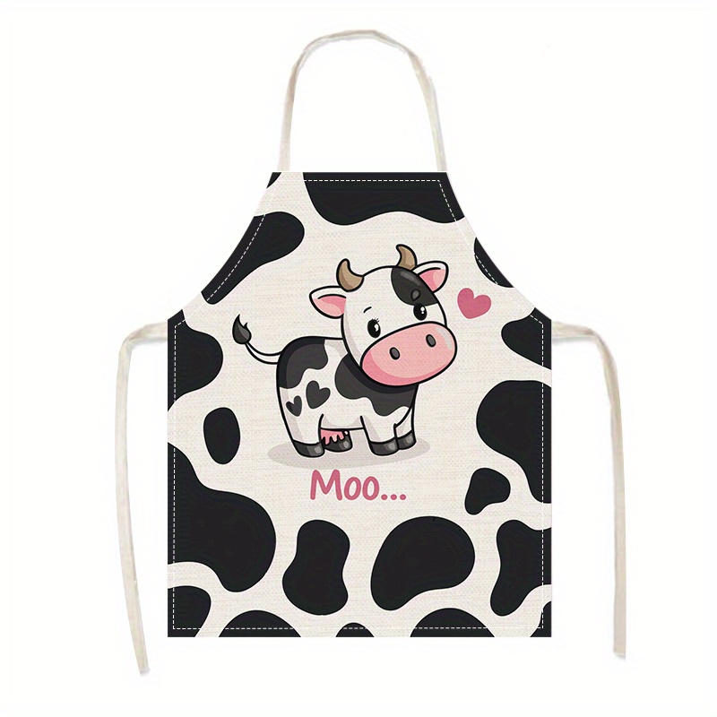 1pc Cute Cartoon Cow Print Kit - Camping Cooking Apron บทวิจารณ์และราคา