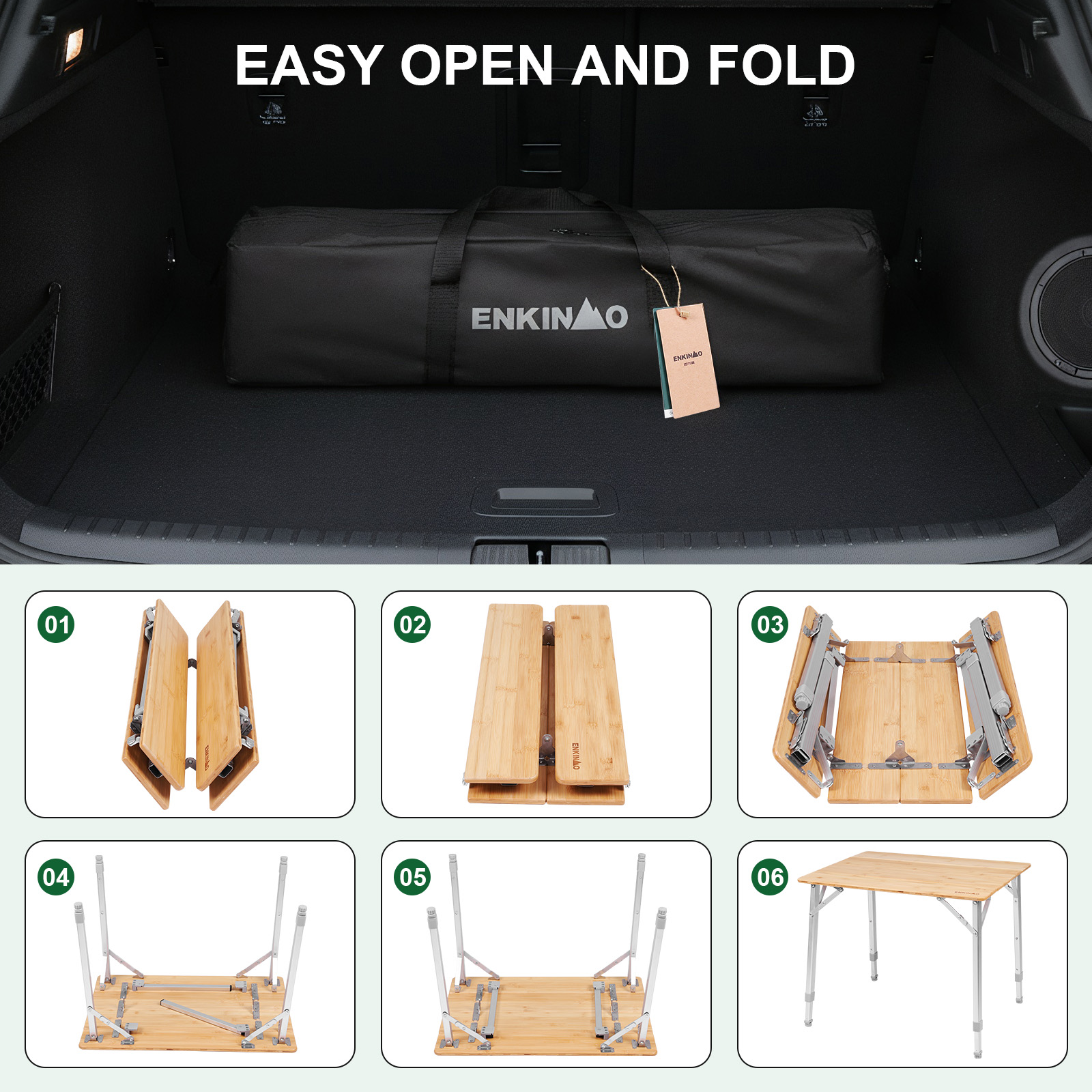Adjustable Height Folding Bamb - Camping Cooking Table Foldable บทวิจารณ์และราคา