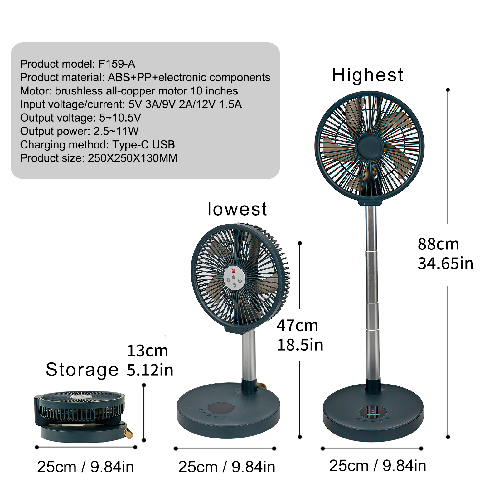 10 inch Portable Standing Fan  - Camping Cooking Table Foldable บทวิจารณ์และราคา